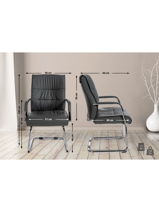 Conjunto de 2 cadeiras para visitantes Sievert, cinza