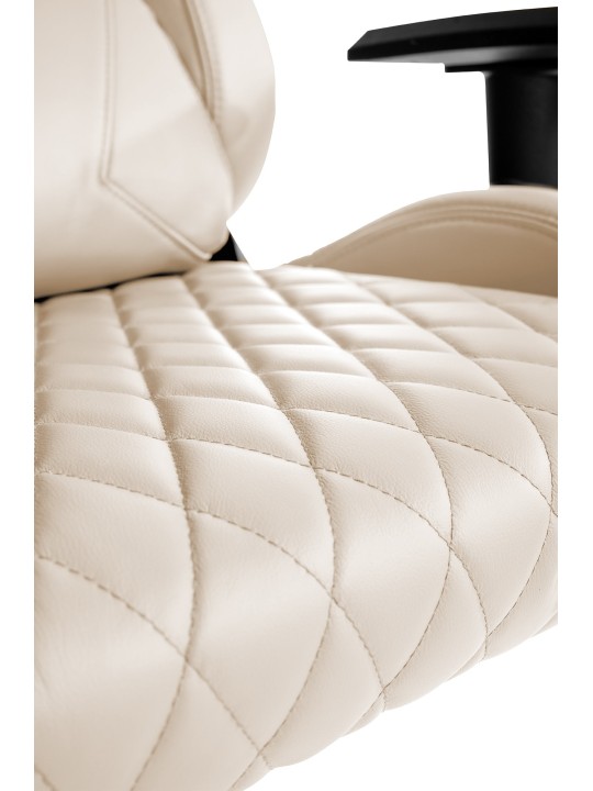 Cadeira de escritório Keren couro genuíno, creme