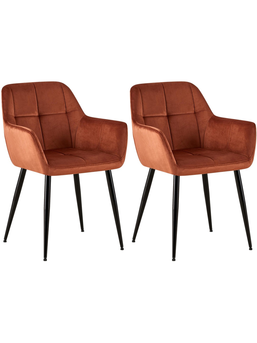 Conjunto de 2 cadeiras de jantar Emia em veludo, castanho