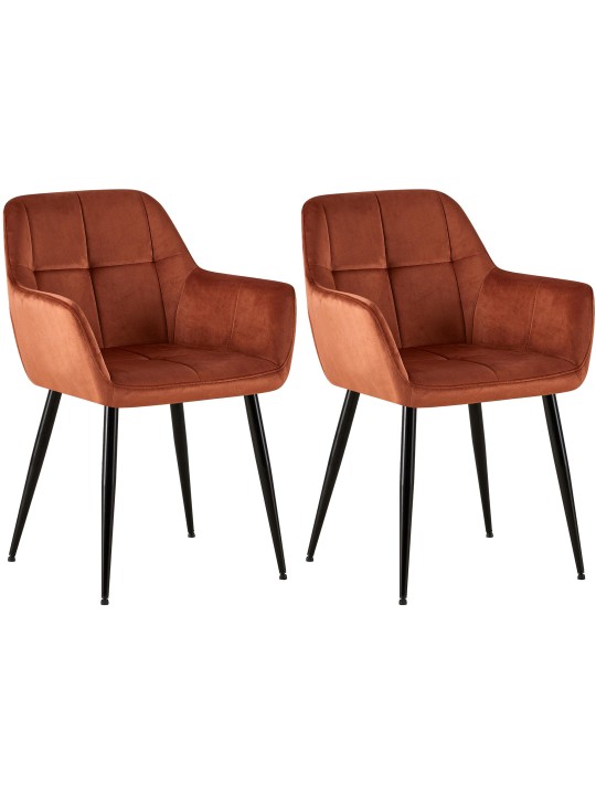 Conjunto de 2 cadeiras de jantar Emia em veludo, castanho