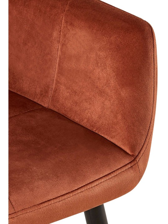 Conjunto de 2 cadeiras de jantar Emia em veludo, castanho