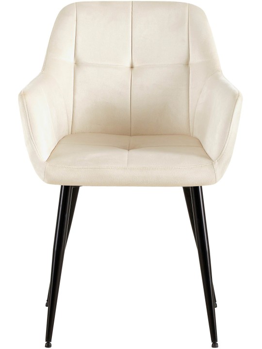 Conjunto de 2 cadeiras de jantar Emia em veludo, creme