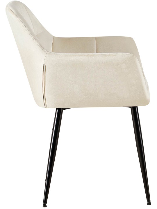 Conjunto de 2 cadeiras de jantar Emia em veludo, creme