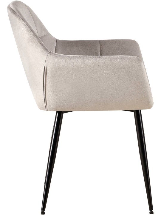Conjunto de 2 cadeiras de jantar Emia em veludo, cinza claro