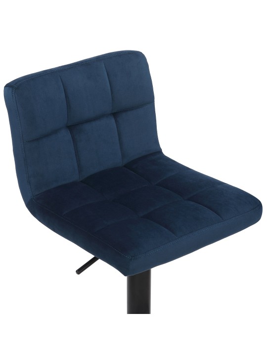 Banqueta alta Feni veludo, azul