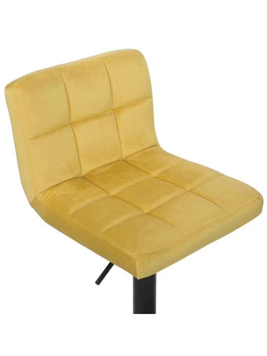 Banqueta alta Feni veludo, amarelo
