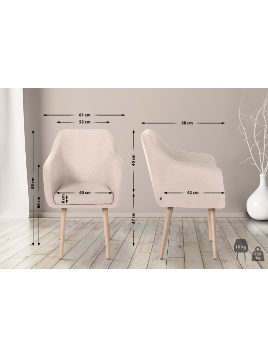 Cadeira para visitantes Utrecht tecido natural, bege