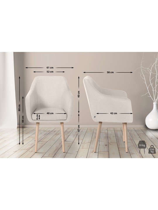 Cadeira para visitantes Utrecht tecido natural, creme