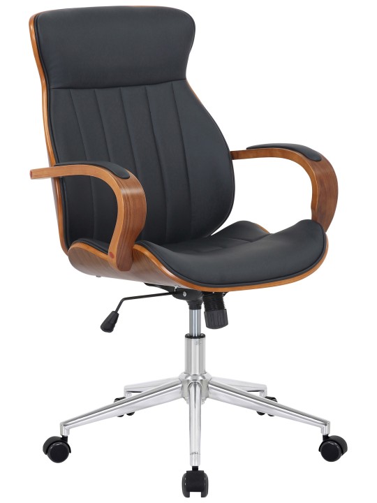 Cadeira de escritório Melilla em pele sintética, nogueira/preto
