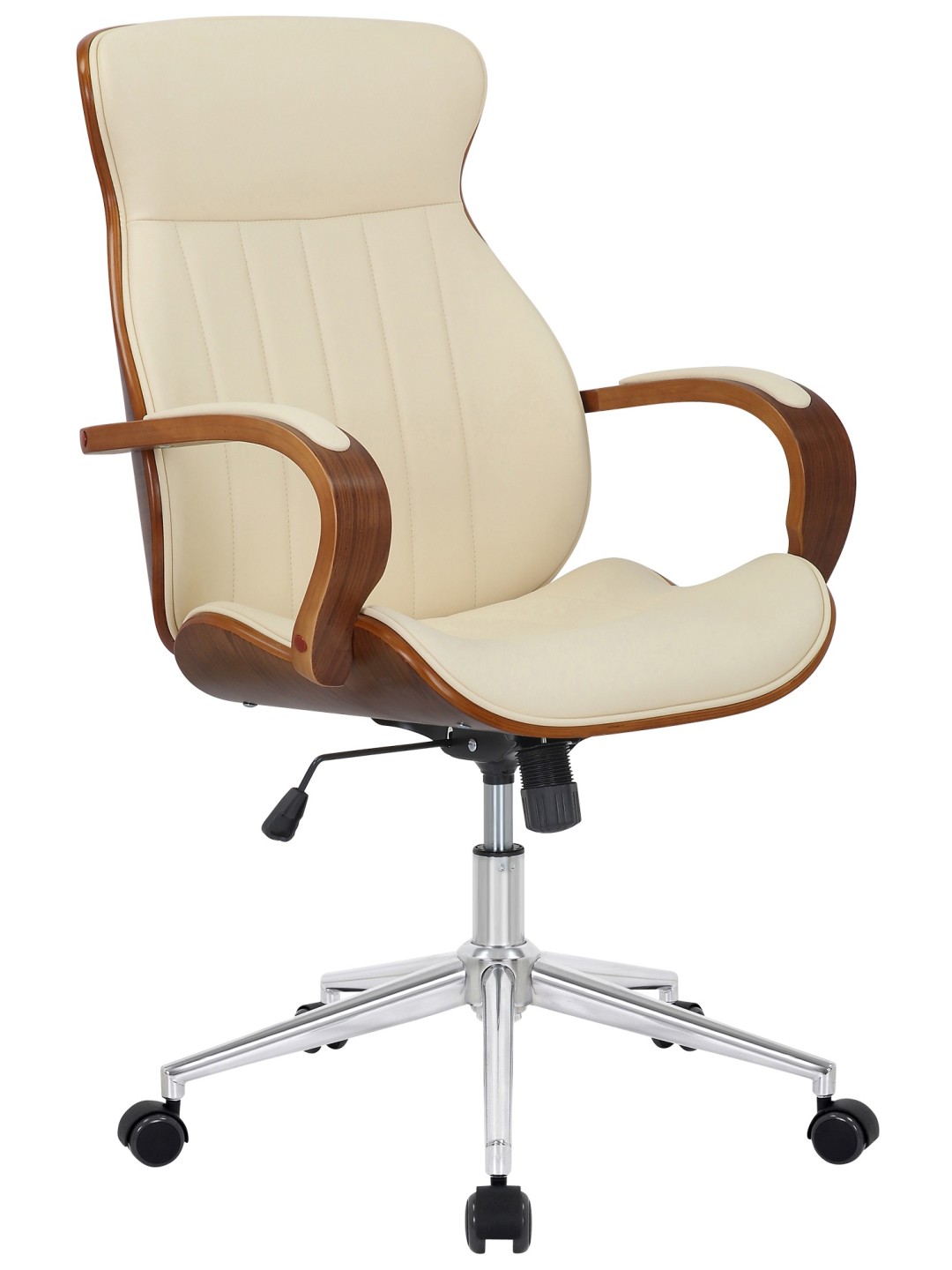 Cadeira de escritório Melilla em pele sintética, nogueira/creme