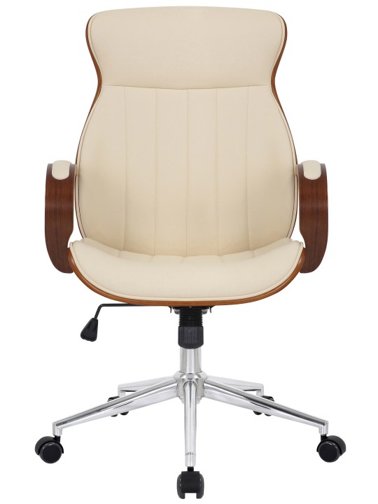 Cadeira de escritório Melilla em pele sintética, nogueira/creme