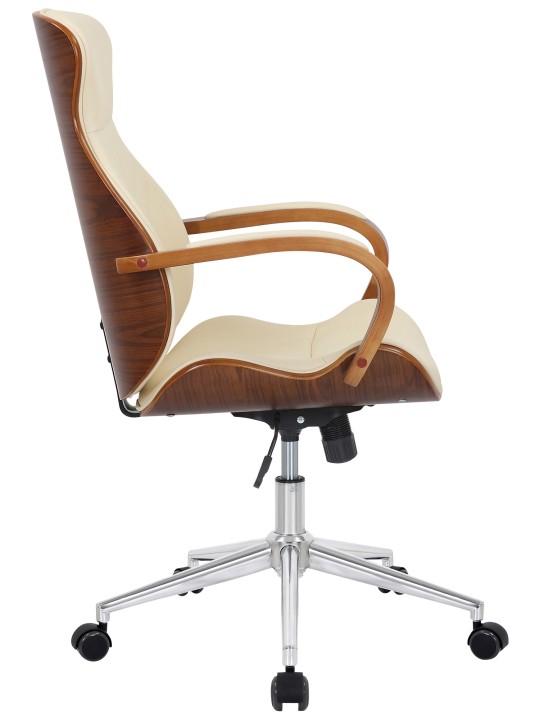 Cadeira de escritório Melilla em pele sintética, nogueira/creme