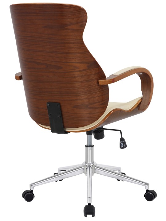 Cadeira de escritório Melilla em pele sintética, nogueira/creme