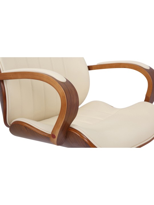 Cadeira de escritório Melilla em pele sintética, nogueira/creme