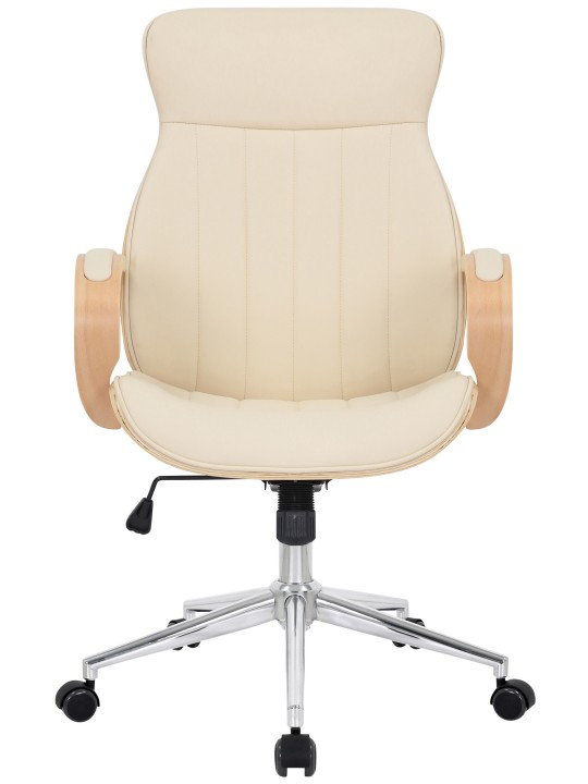 Cadeira de escritório Melilla em pele sintética, natural/creme