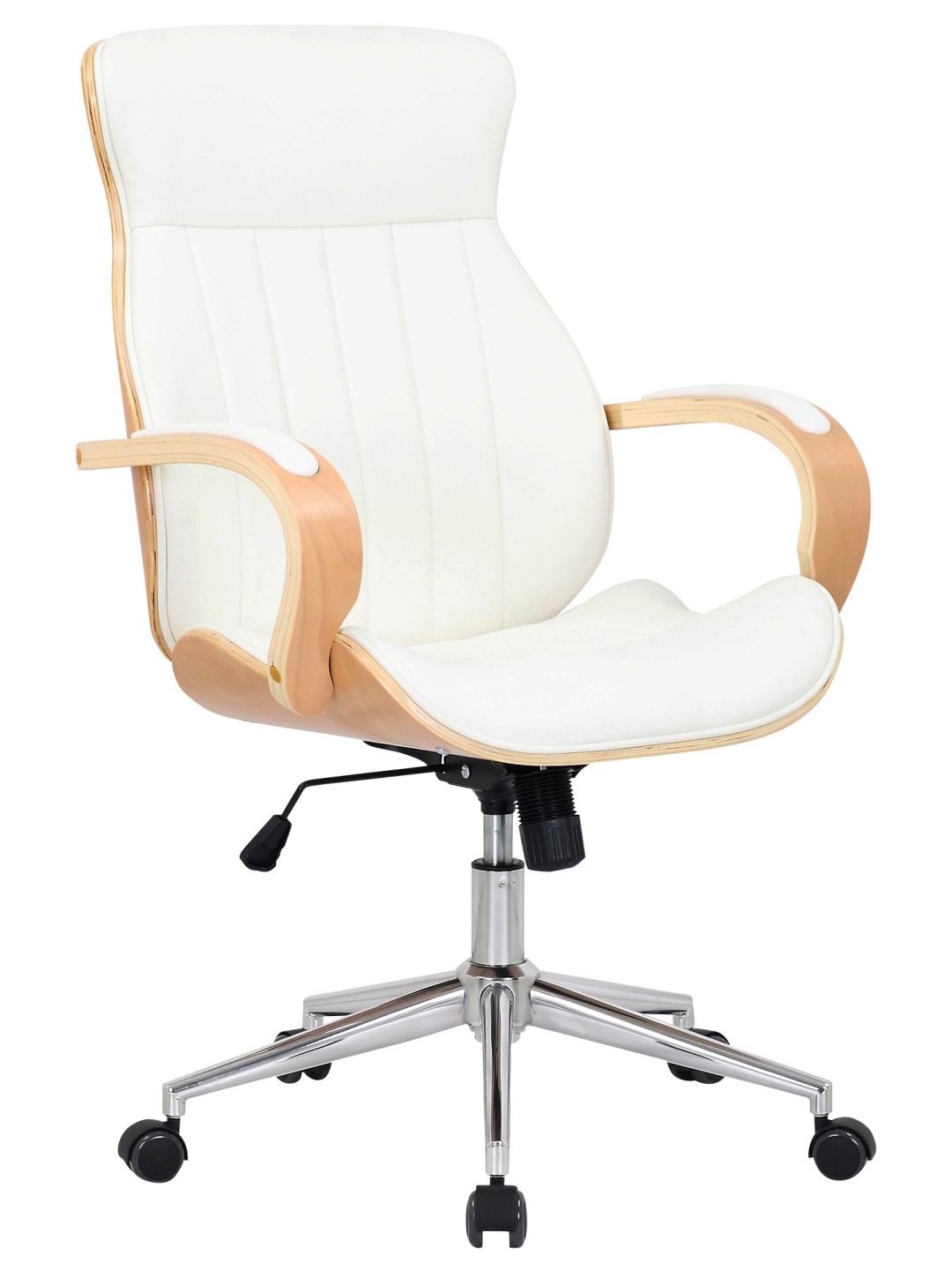 Cadeira de escritório Melilla em pele sintética, natural/branco