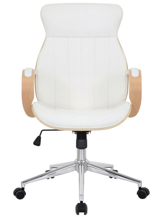 Cadeira de escritório Melilla em pele sintética, natural/branco