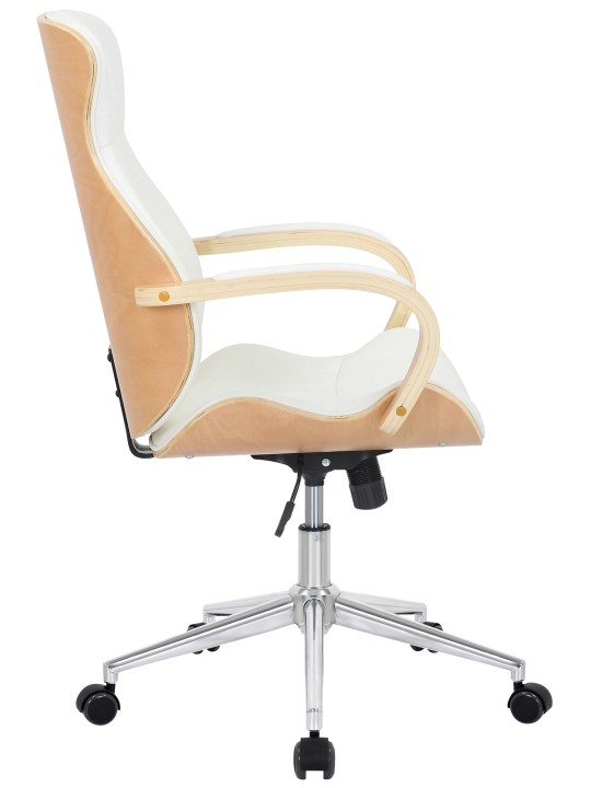 Cadeira de escritório Melilla em pele sintética, natural/branco