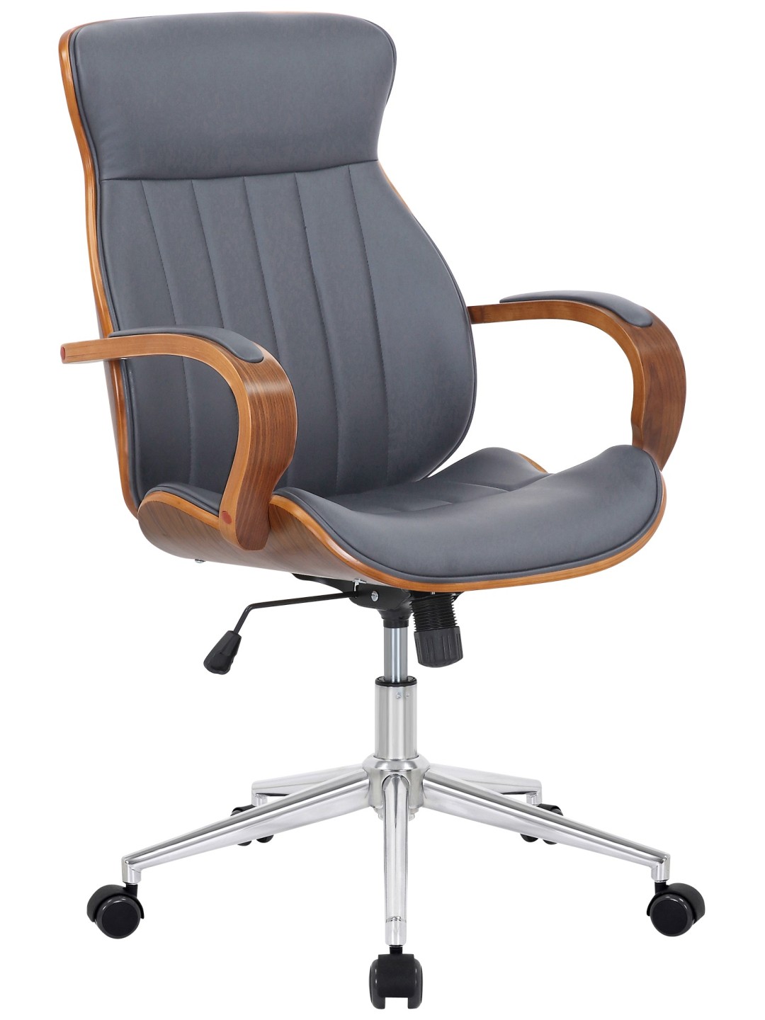 Cadeira de escritório Melilla em pele sintética, nogueira/cinza