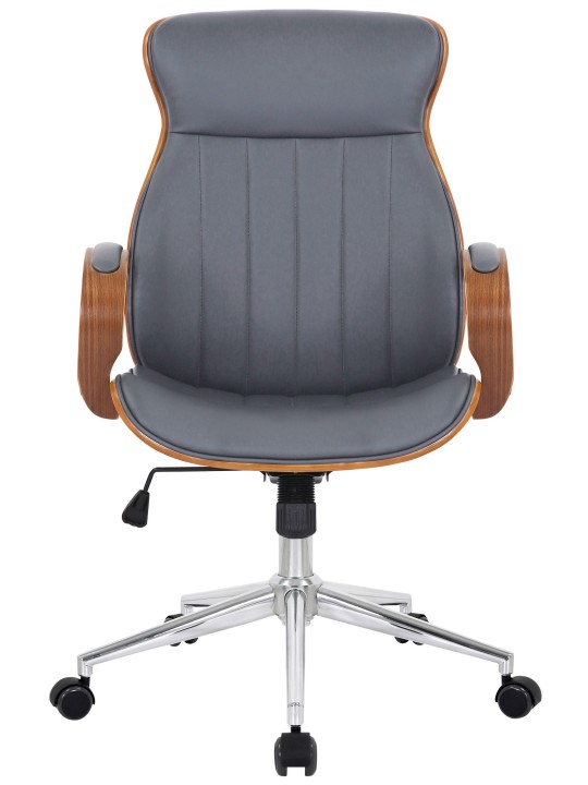 Cadeira de escritório Melilla em pele sintética, nogueira/cinza