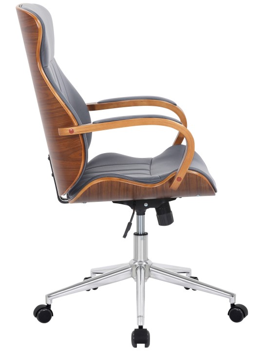 Cadeira de escritório Melilla em pele sintética, nogueira/cinza