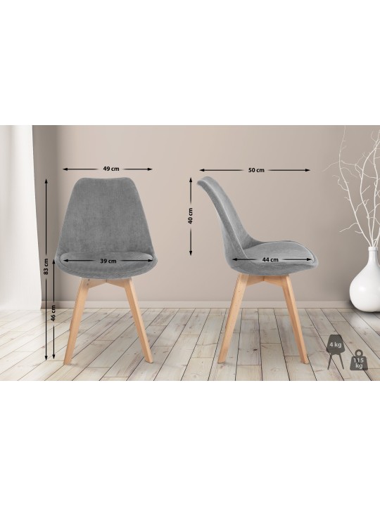 Conjunto de 4 cadeiras de corda Linares, cinza