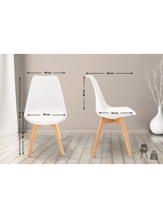 Conjunto de 4 cadeiras Linares, branco