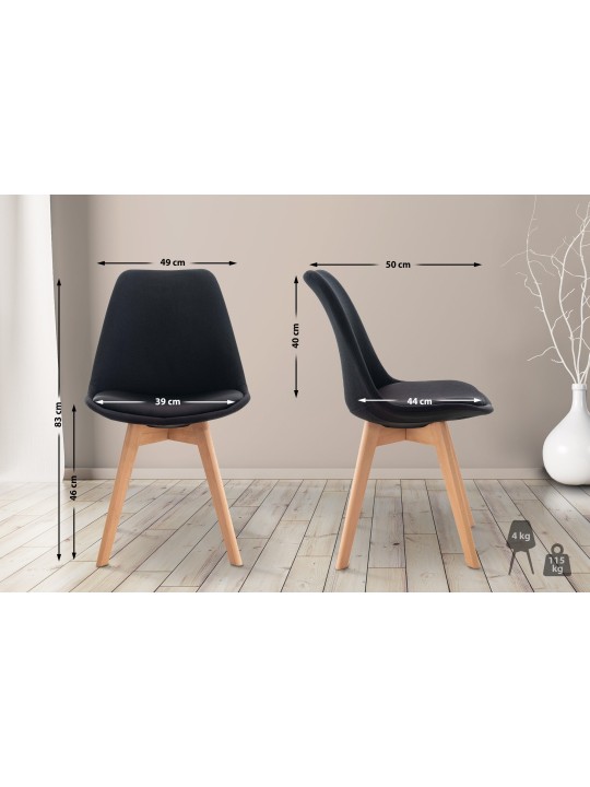 Conjunto de 4 cadeiras tecido Linares, preto