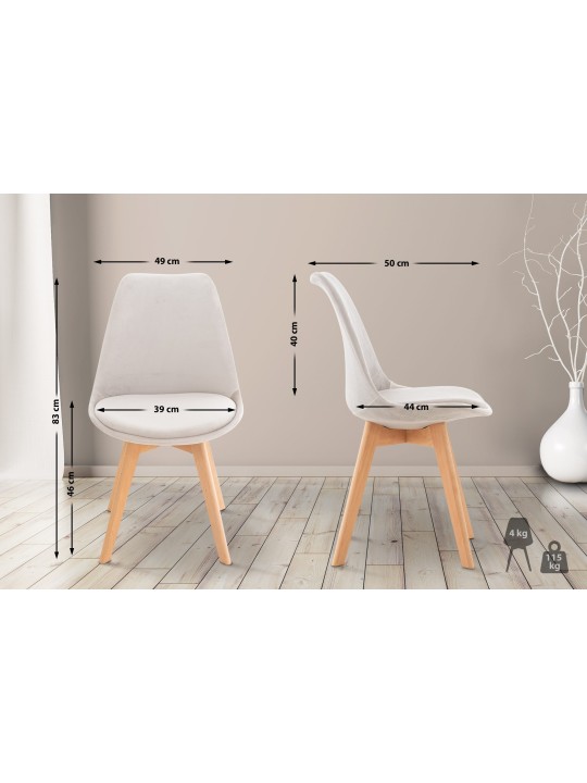 Cadeira de veludo Linares, cinza claro