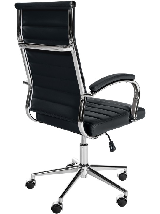 Cadeira de escritório Mollis em pele genuína, preto