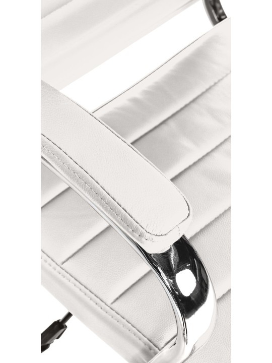 Cadeira de escritório Mollis em pele genuína, branco