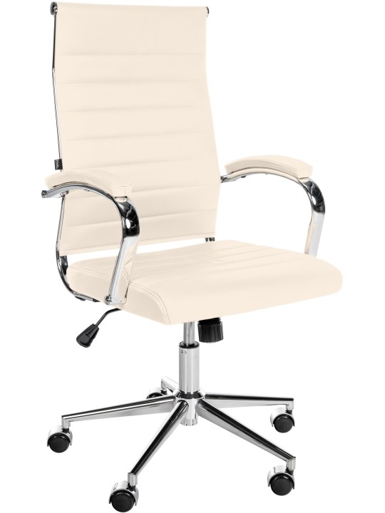 Cadeira de escritório Mollis em pele genuína, creme