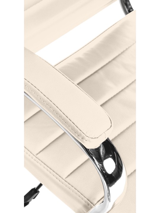 Cadeira de escritório Mollis em pele genuína, creme