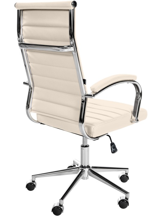 Cadeira de escritório Mollis em pele genuína, creme