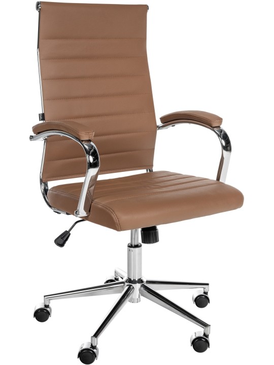 Cadeira de escritório Mollis em pele genuína, castanho claro