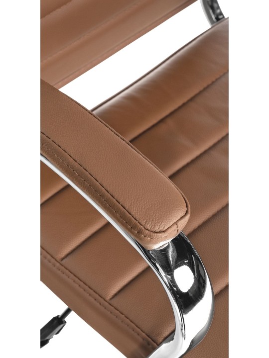 Cadeira de escritório Mollis em pele genuína, castanho claro