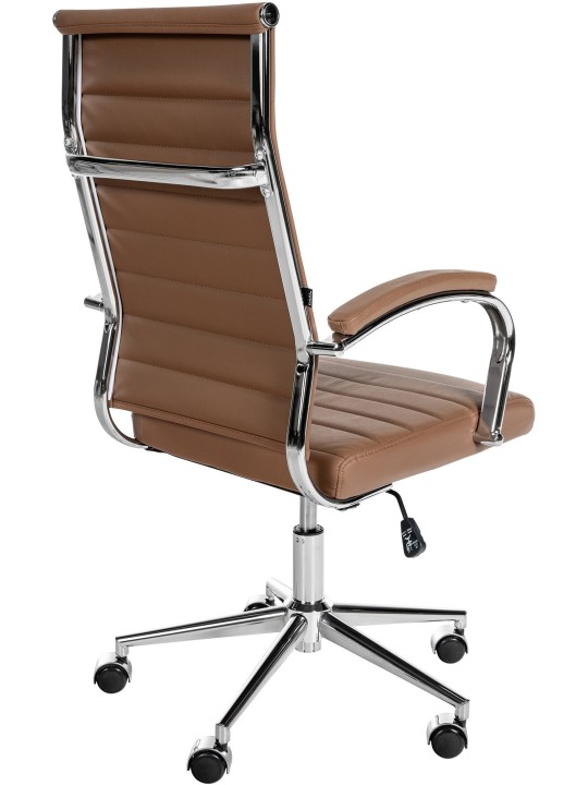 Cadeira de escritório Mollis em pele genuína, castanho claro