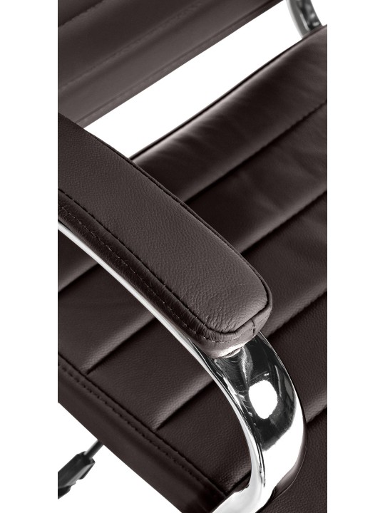 Cadeira de escritório Mollis em pele genuína, café