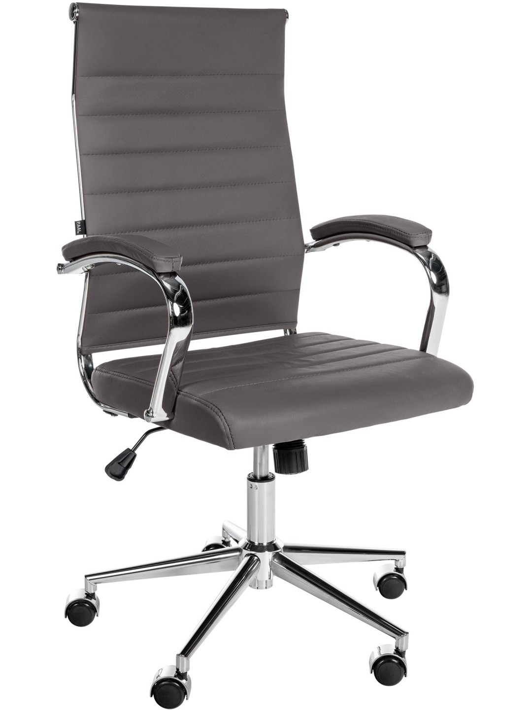 Cadeira de escritório Mollis em pele genuína, cinza