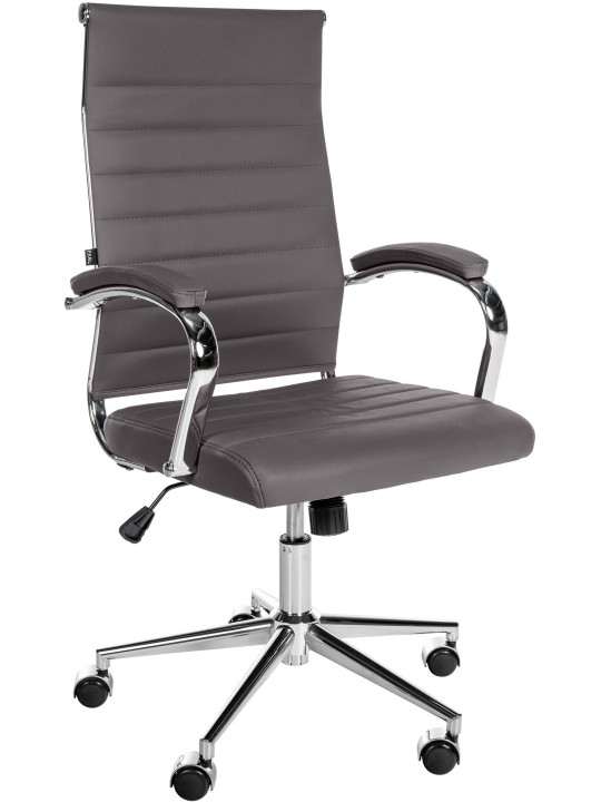Cadeira de escritório Mollis em pele genuína, cinza
