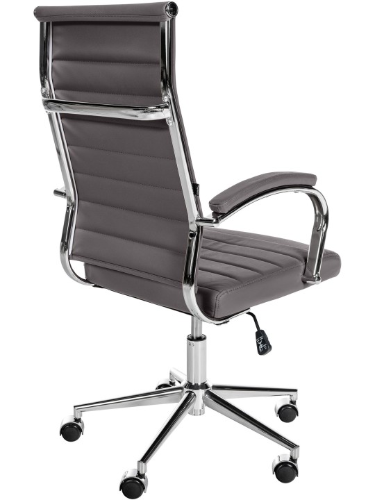 Cadeira de escritório Mollis em pele genuína, cinza