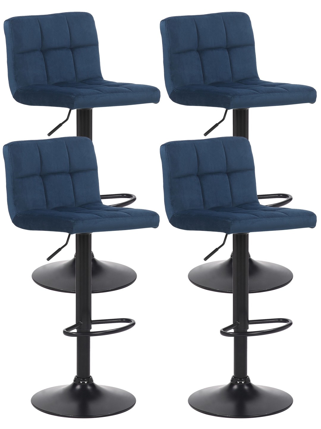 Conjunto de 4 bancos altos Feni veludo, azul