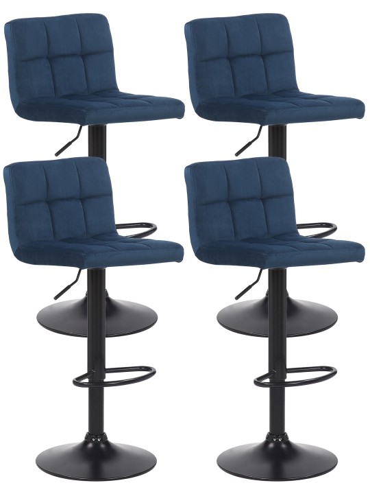 Conjunto de 4 bancos altos Feni veludo, azul Conjunto de 4 bancos altos Feni veludo, azul