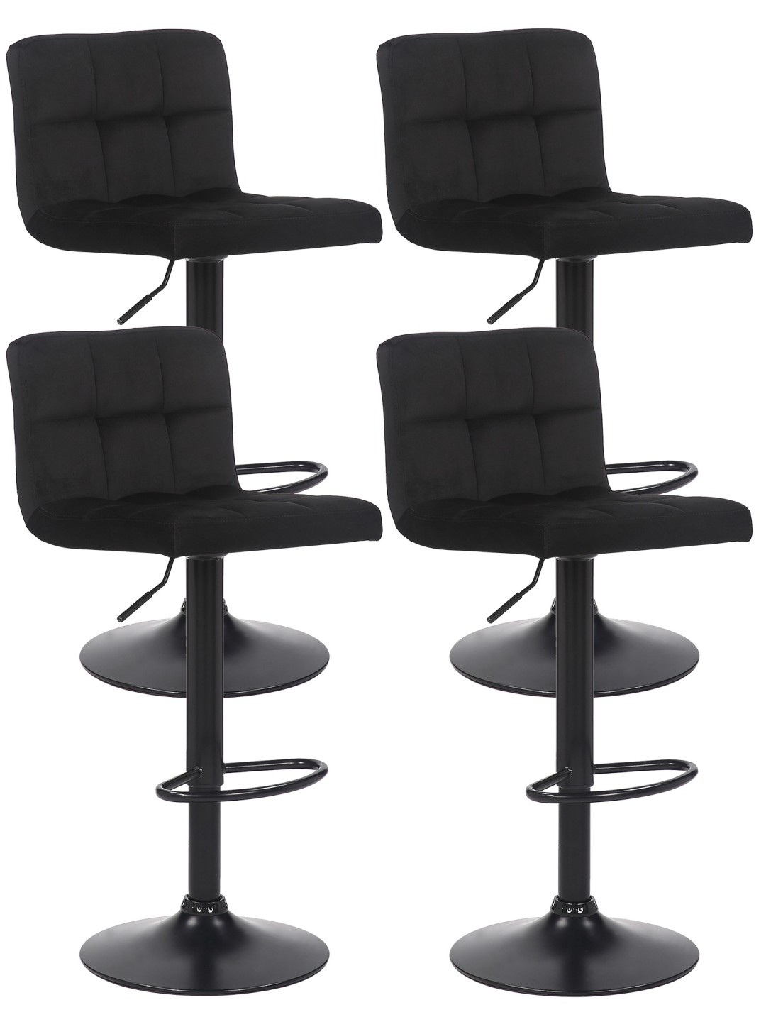 Conjunto de 4 bancos altos Feni veludo, preto