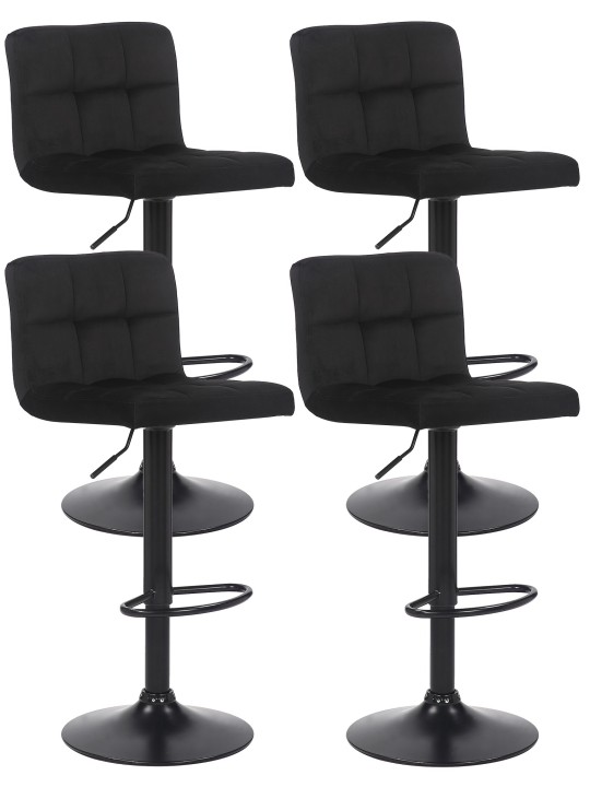 Conjunto de 4 bancos altos Feni veludo, preto