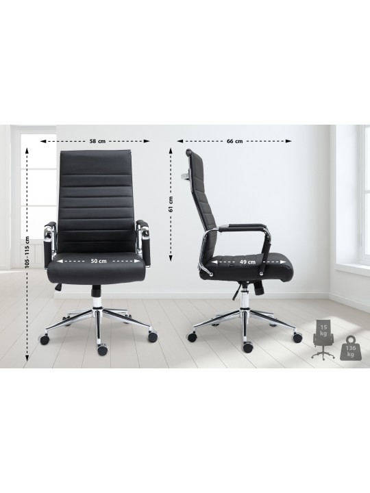 Cadeira de escritório Columbus couro verdadeiro, preto