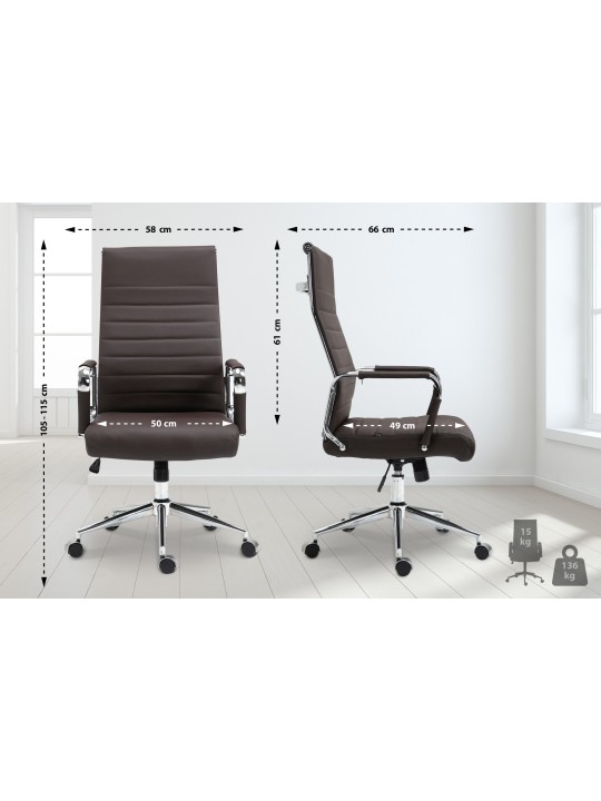 Cadeira de escritório Columbus couro verdadeiro, castanho