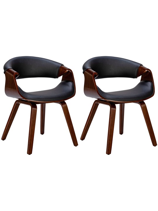 Conjunto de 2 cadeiras de jantar Foley em couro sintético, nogueira/preto