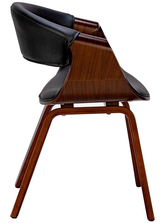 Conjunto de 2 cadeiras de jantar Foley em couro sintético, nogueira/preto