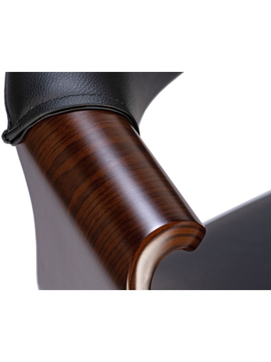 Conjunto de 2 cadeiras de jantar Foley em couro sintético, nogueira/preto